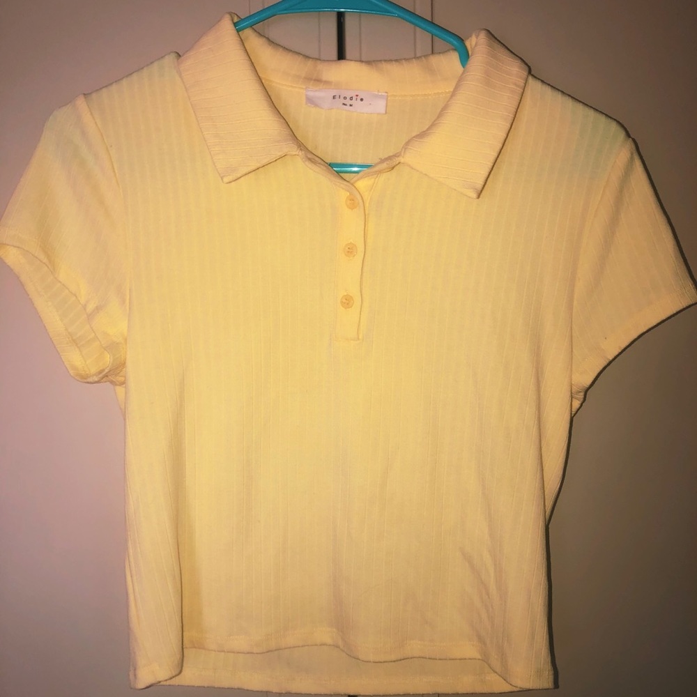 Yellow Peter Pan collar crop top